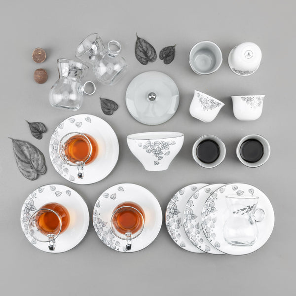 Tea And Arabic Coffee Set 19Pcs From Lilac - Grey