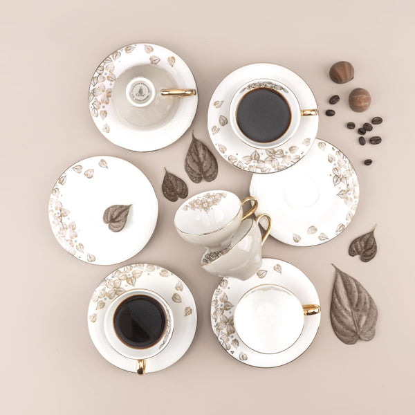 Turkish  Coffee Set 12Pcs From Lilac - Beige