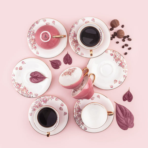 Turkish  Coffee Set 12Pcs From Lilac - Pink