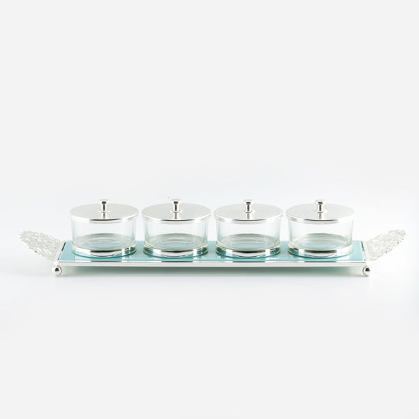 nuts serving set 4 bowls - blue