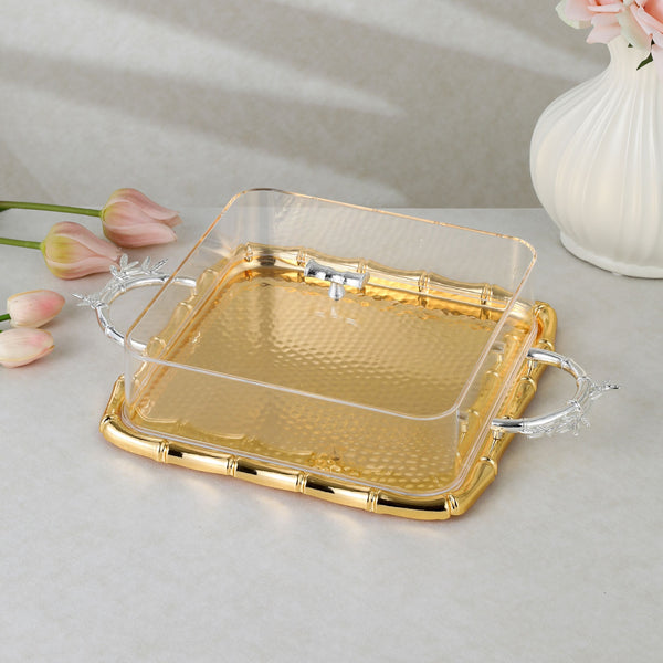 luxury tray with cover - Gold