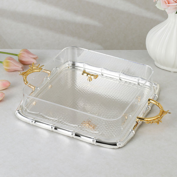 luxury tray with cover - Silver