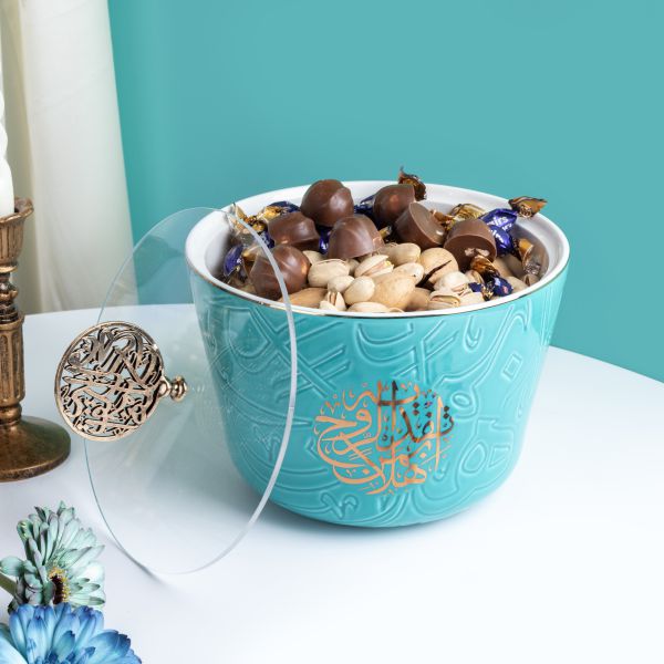 Large Date Bowl From Zuwar - Blue