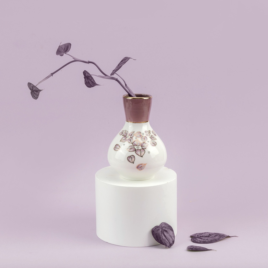Vase - purple w gold   