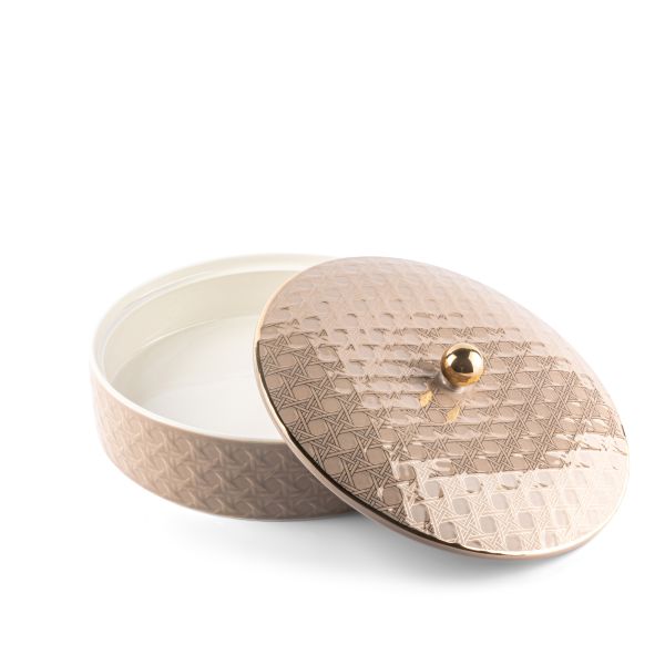 Large Date Bowl From Rattan - Brown