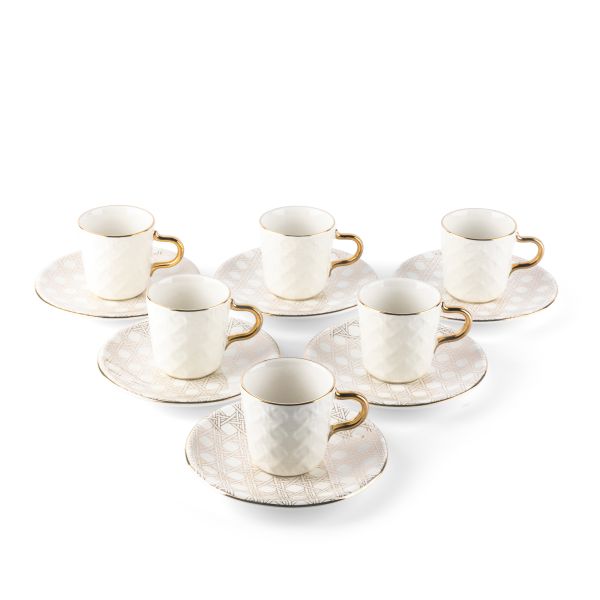 Turkish  Coffee Set 12Pcs From Rattan - Pearl