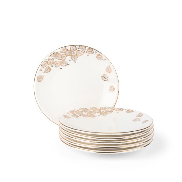 6pcs plate 7.5&quot;- snow white + gold   