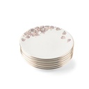 8pcs cake set ( 1big plate w foot n cover  6 small plate 1 ss cake server) - purple+gold   