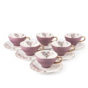 6cup 6saucer 200CC - white saucer purple cup+gold   