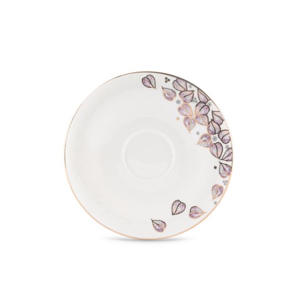 6cup 6saucer 200CC - white saucer purple cup+gold   