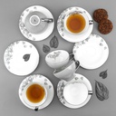 6cup 6saucer 200CC - white saucer grey cup+silver   