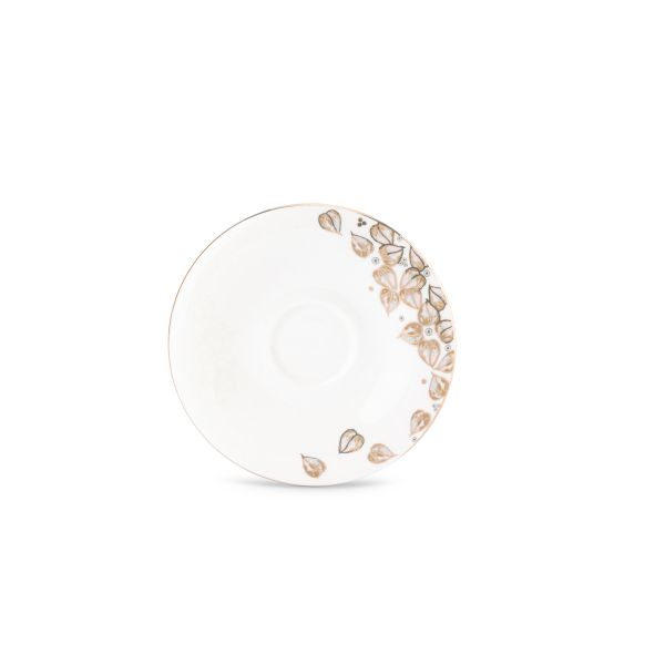 6cup 6 saucer 80CC - white saucer beige cup+gold   
