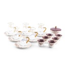 19pcs tea set ( 6 glass 6saucer 6 cawa 1 sugor) - purple+gold   
