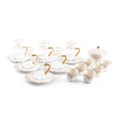 19pcs tea set ( 6 glass 6saucer 6 cawa 1 sugor) - snow white+gold   