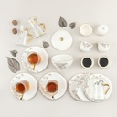 19pcs tea set ( 6 glass 6saucer 6 cawa 1 sugor) - snow white+gold   