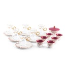 19pcs tea set ( 6 glass 6saucer 6 cawa 1 sugor) - pink w gold   
