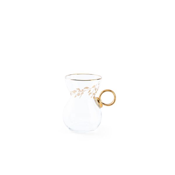 19pcs tea set ( 6 glass 6saucer 6 cawa 1 sugor) - pink w gold   