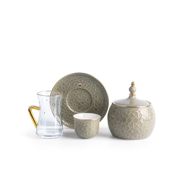 Tea And Arabic Coffee Set 19Pcs From Crown - Grey
