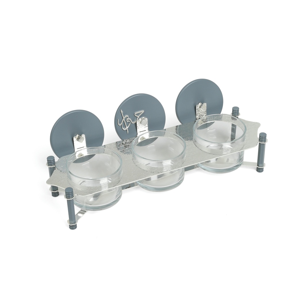 nuts serving set 3 bowl with tray From Jiwar -  BLUE + SILVER