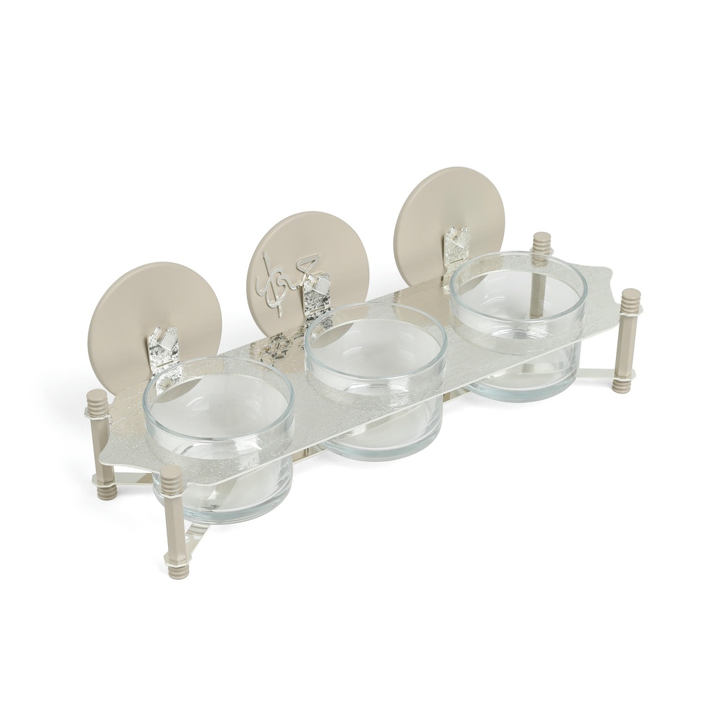nuts serving set 3 bowl with tray From Jiwar -  BEIGE + SILVER 