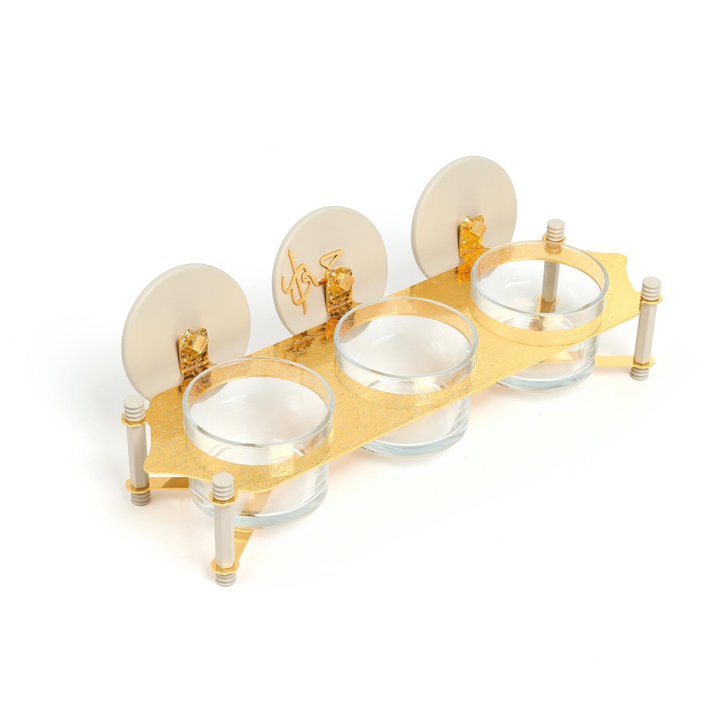 nuts serving set 3 bowl with tray From Jiwar - BEIGE + GOLD 