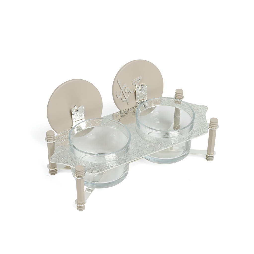 nuts serving set 2 bowl with tray From Jiwar -  BEIGE + SILVER 