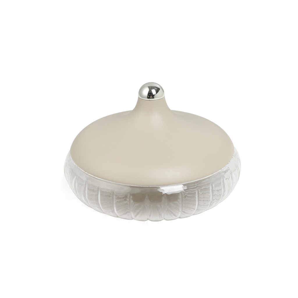 large glass date bowl From Jiwar -  BEIGE + SILVER 