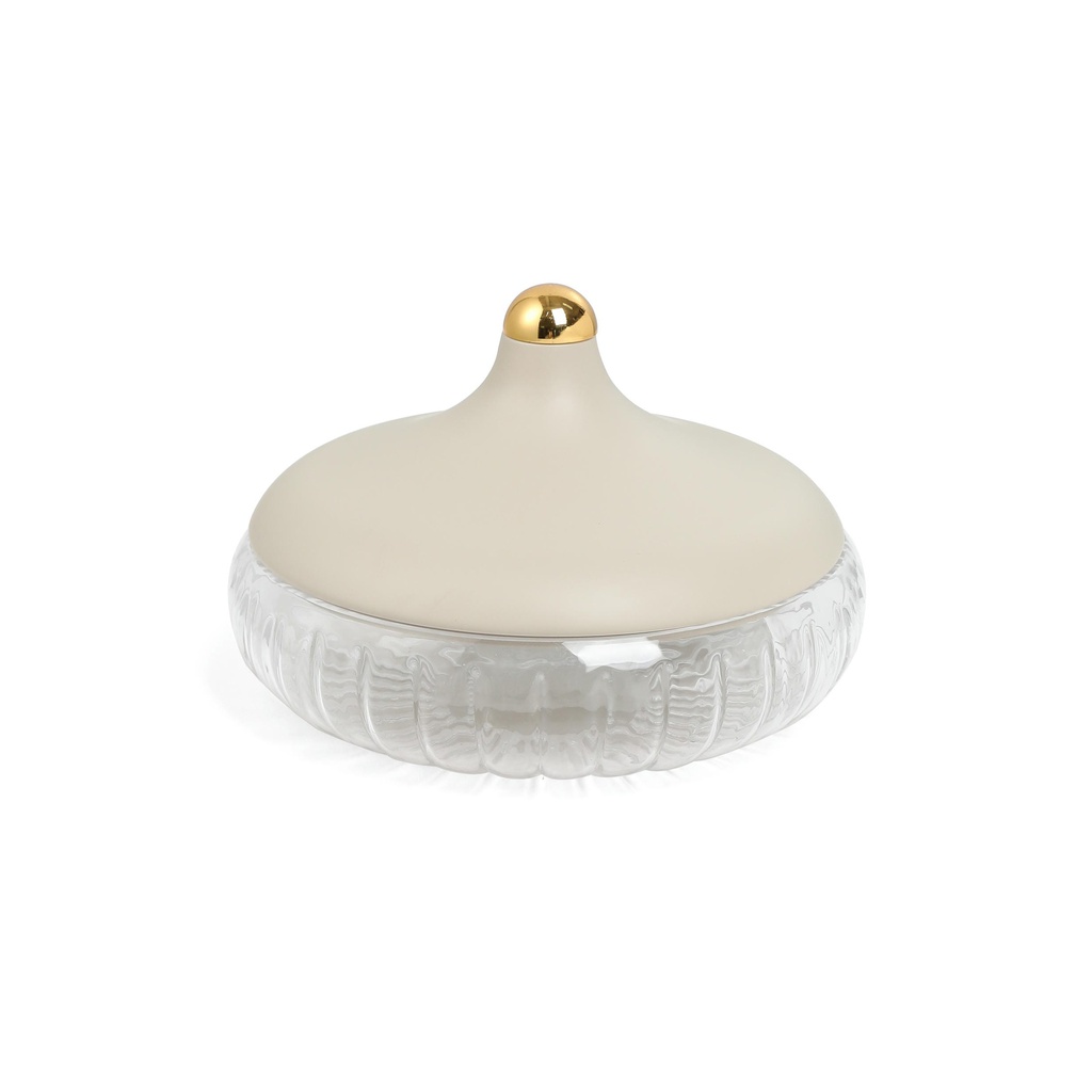 large glass date bowl From Jiwar - BEIGE + GOLD 