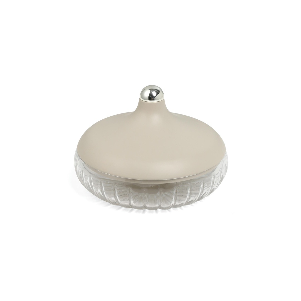 medium glass date bowl From Jiwar -  BEIGE + SILVER 