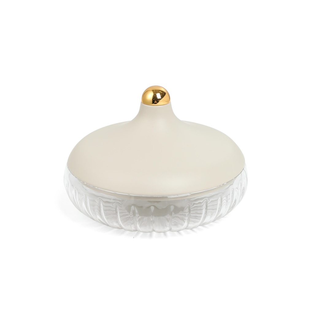medium glass date bowl From Jiwar - BEIGE + GOLD 