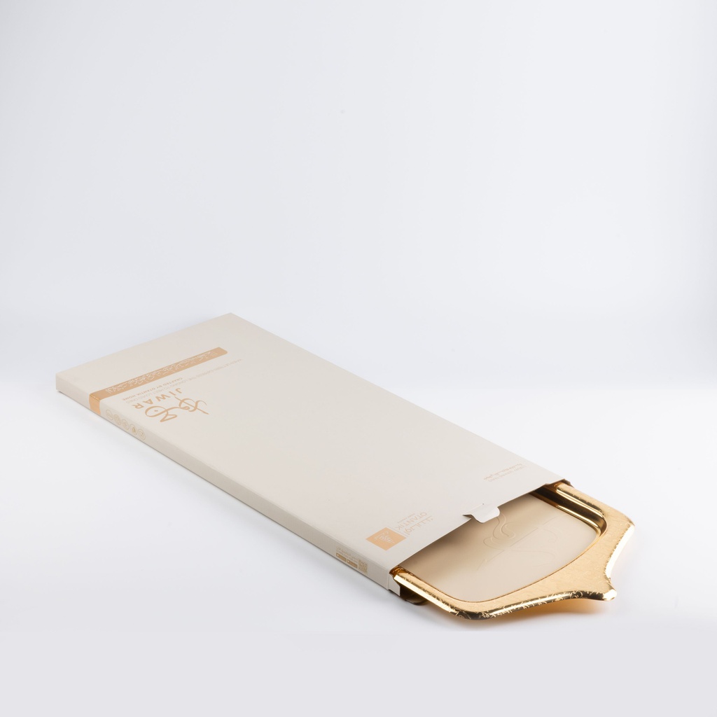 Iron Serving Tray From Jiwar -  Ivory + Gold 