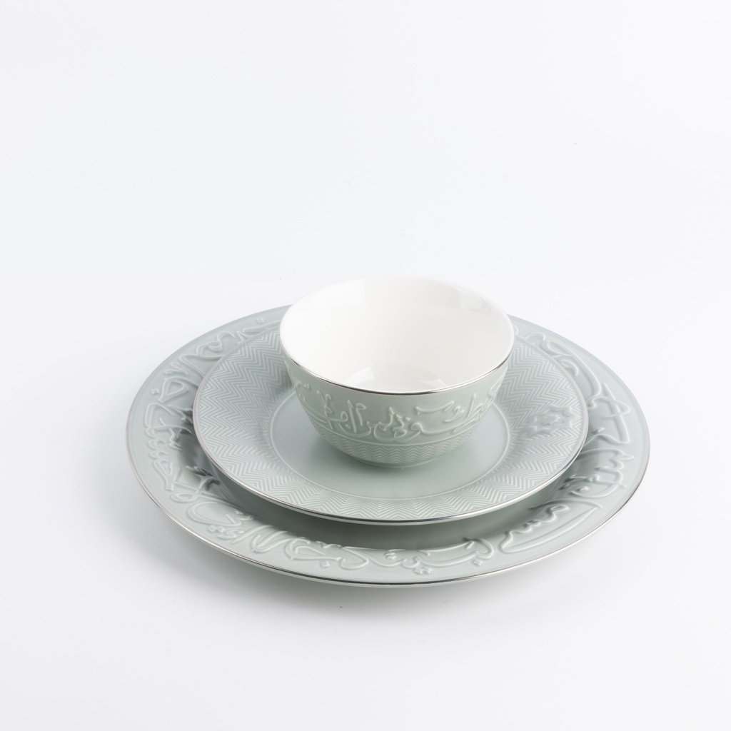 Dinner Set 18 Pc From Jiwar -  Haze Blue + Silver 
