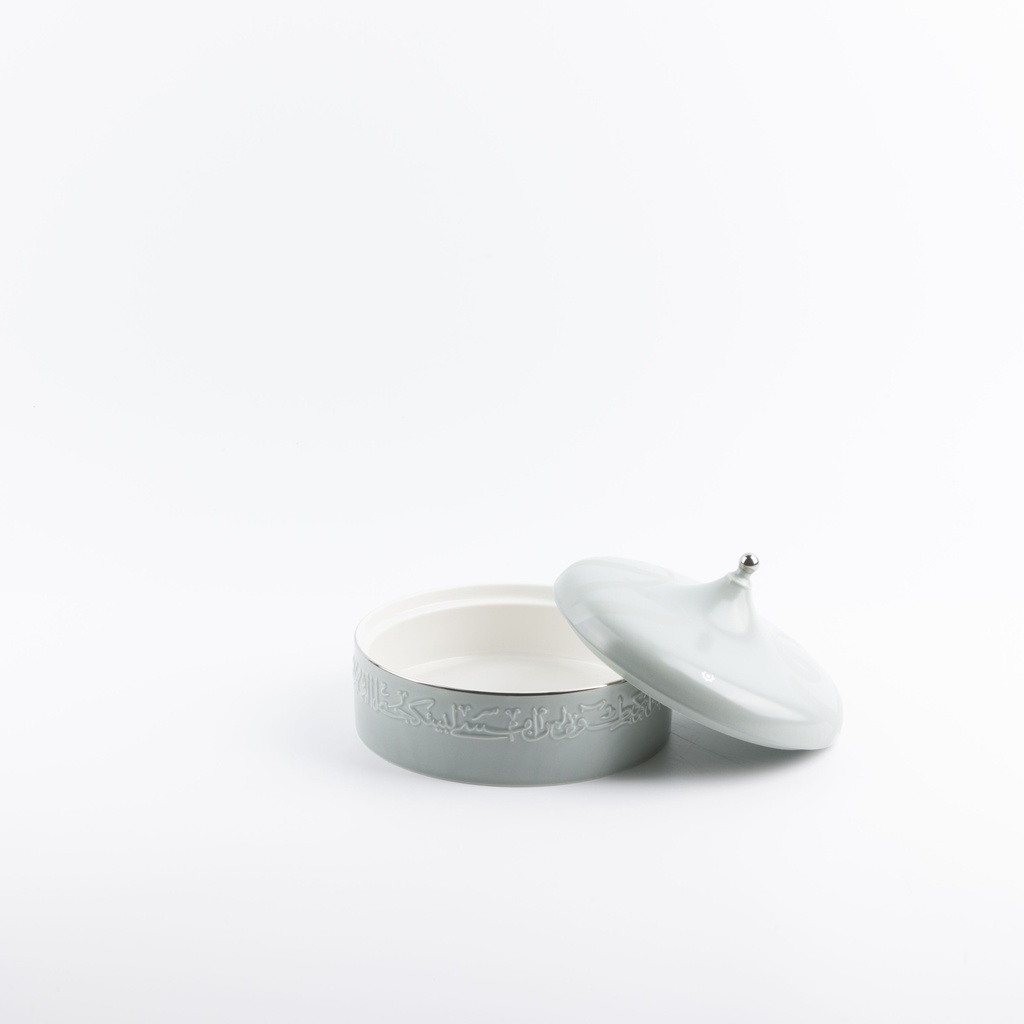 Medium Date Bowl From Jiwar -  Haze Blue + Silver 