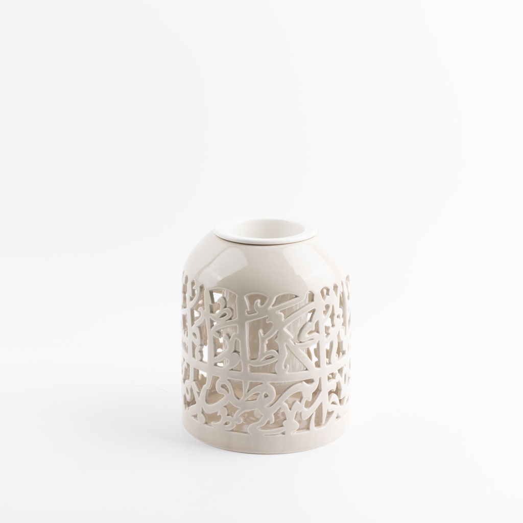 Flower Vase - L From Jiwar -  Beige + Silver 