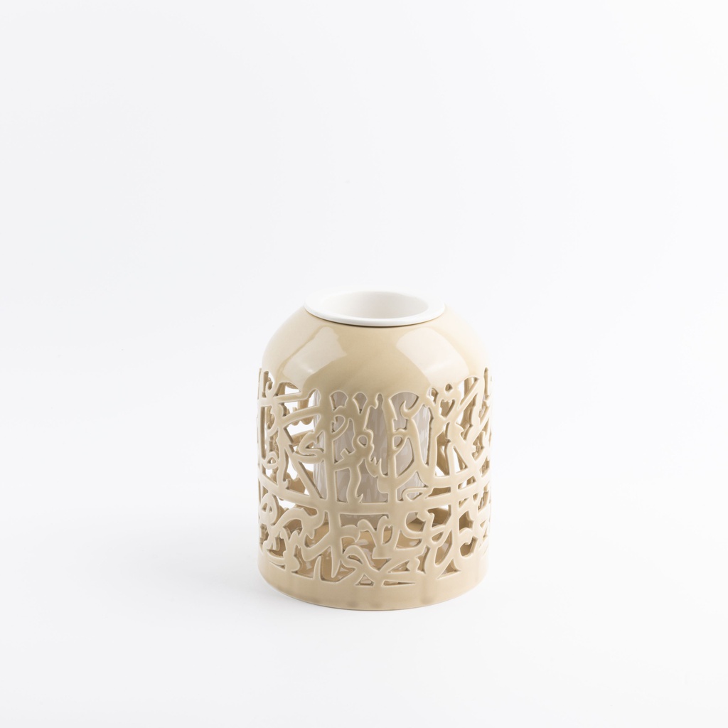 Flower Vase - L From Jiwar -  Ivory + Gold 