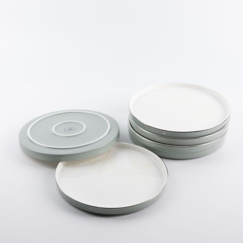 Serving Plates 6 Pcs From Jiwar -  Haze Blue + Silver 