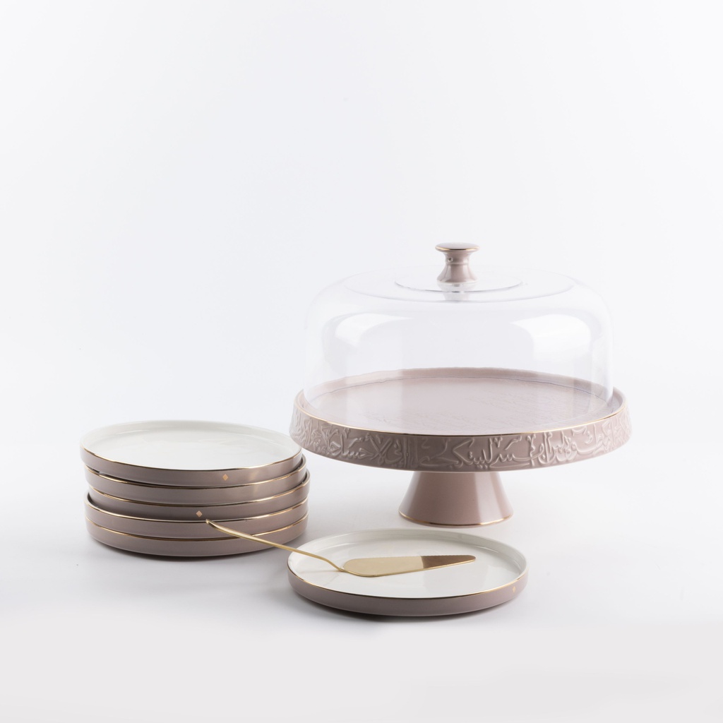 Cake Serving Set 9 Pcs From Jiwar -  Purple + Gold