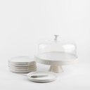 Cake Serving Set 9 Pcs From Jiwar -  Beige + Silver 