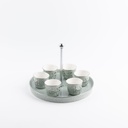 Arabic Coffee Set 7 Pcs From Jiwar -  Haze Blue + Silver 