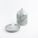 Large Electronic Candle From Jiwar -  Haze Blue + Silver 