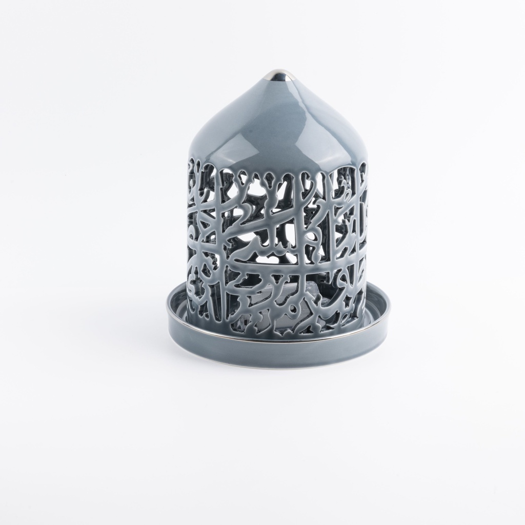 Large Electronic Candle From Jiwar -  Blue + Silver