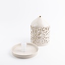 Large Electronic Candle From Jiwar - Beige + Gold 