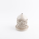 Medium Electronic Candle From Jiwar -  Beige + Silver 