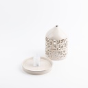 Medium Electronic Candle From Jiwar -  Beige + Silver 