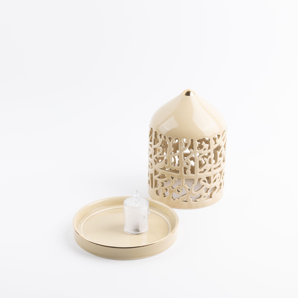 Medium Electronic Candle From Jiwar -  Ivory + Gold 