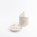 Medium Electronic Candle From Jiwar - Beige + Gold 