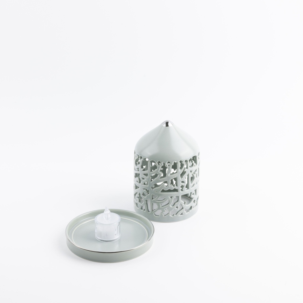 Small Electronic Candle From Jiwar -  Haze Blue + Silver 
