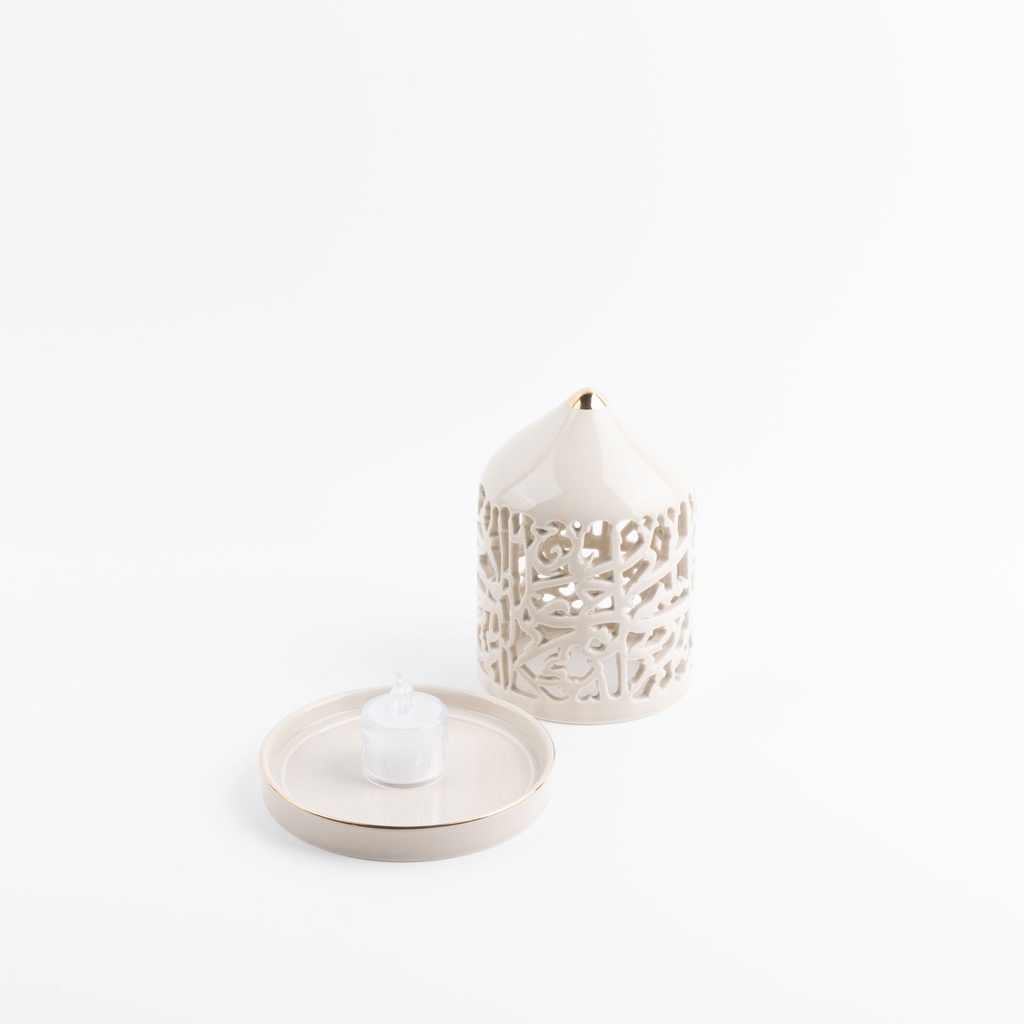 Small Electronic Candle From Jiwar - Beige + Gold 