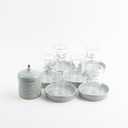 Tea Glass Set 12 Pcs From Jiwar -  Haze Blue + Silver 