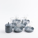 Tea Glass Set 12 Pcs From Jiwar -  Blue + Silver